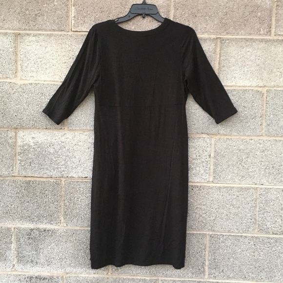 NWT J.Jill Black Surplice Dress Black MIDI 3/4 Sleeves Pullover Jersey Knit PS - Picture 8 of 11